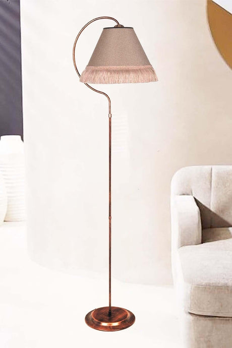 Lighting Floor Lamp Drizzle Ellipse Black Copper Patina Lampshade Rose Dry Tassel Pink - Swordslife