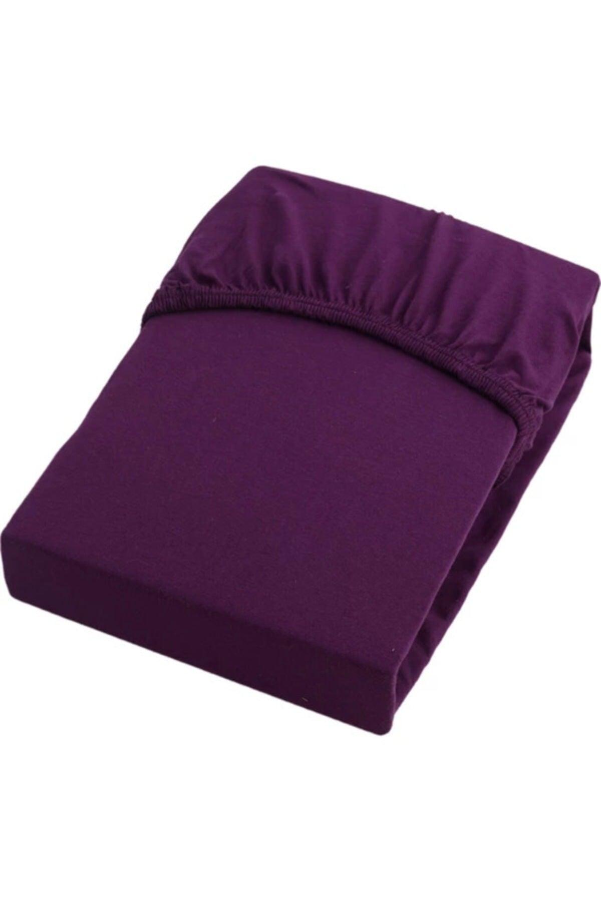 Purple Double Cotton Elastic Bed Sheet 160 X