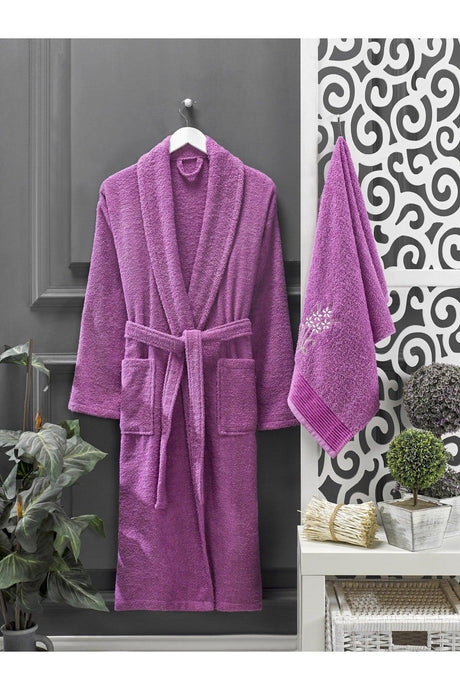 Lilac Anthracite Towel Bathrobe Set of 4