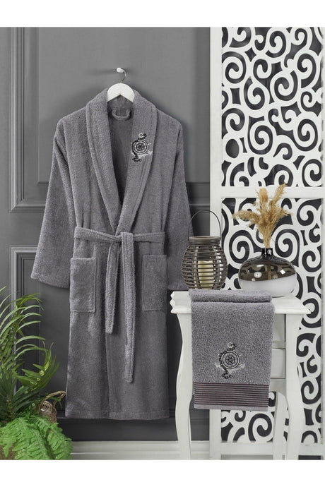 Lilac Anthracite Towel Bathrobe Set of 4