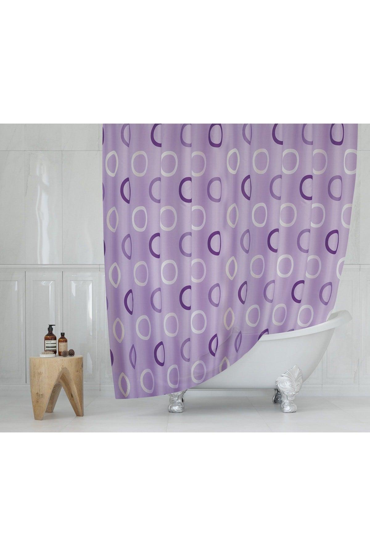 Lilac Bathroom Curtain-ring Pattern Lux Purple Color Shower Curtain, 180x200 Shower Curtain Single Wing Tub Curtain - Swordslife