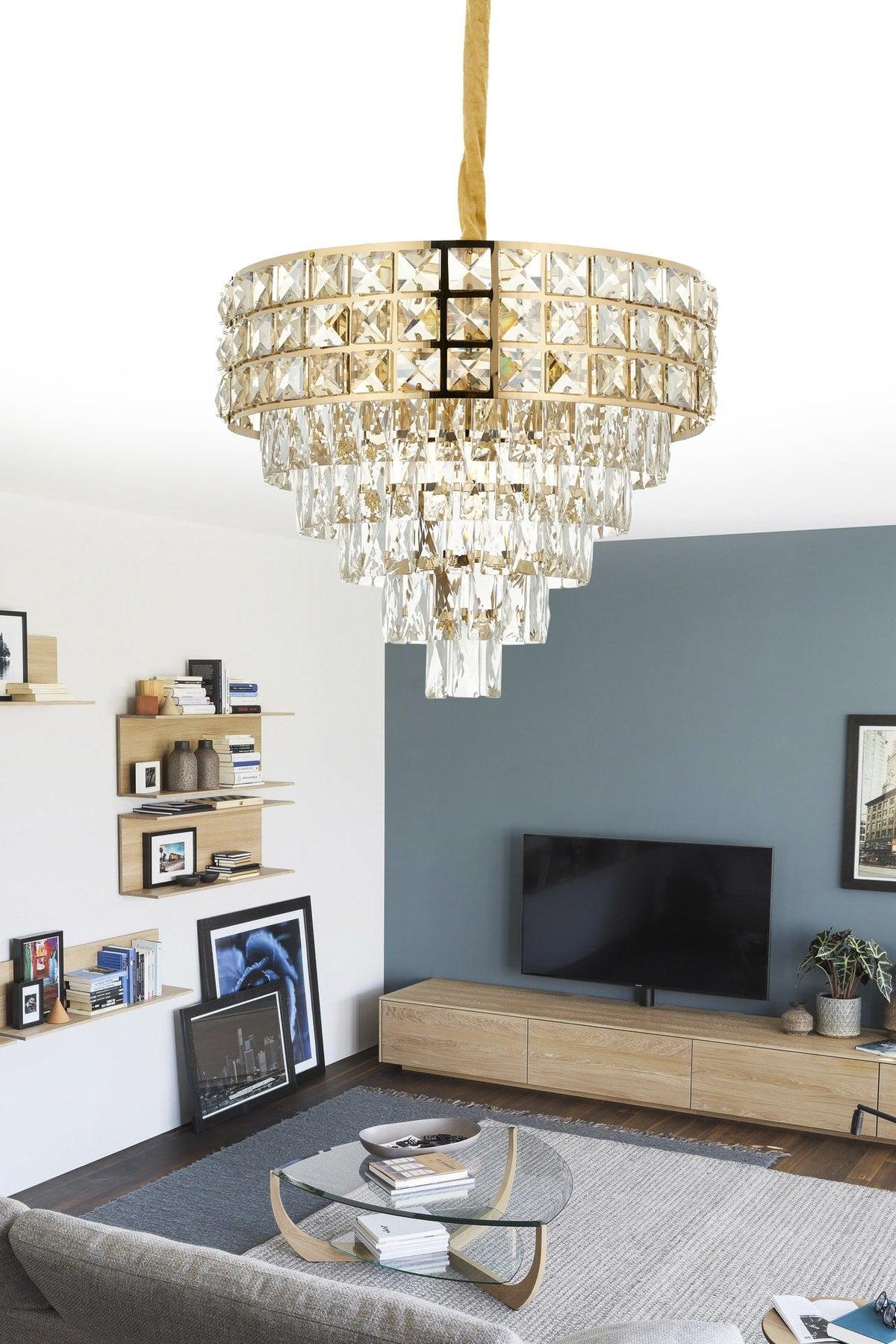 Liliana 50 Yellow Crystal Stone Chandelier - Swordslife