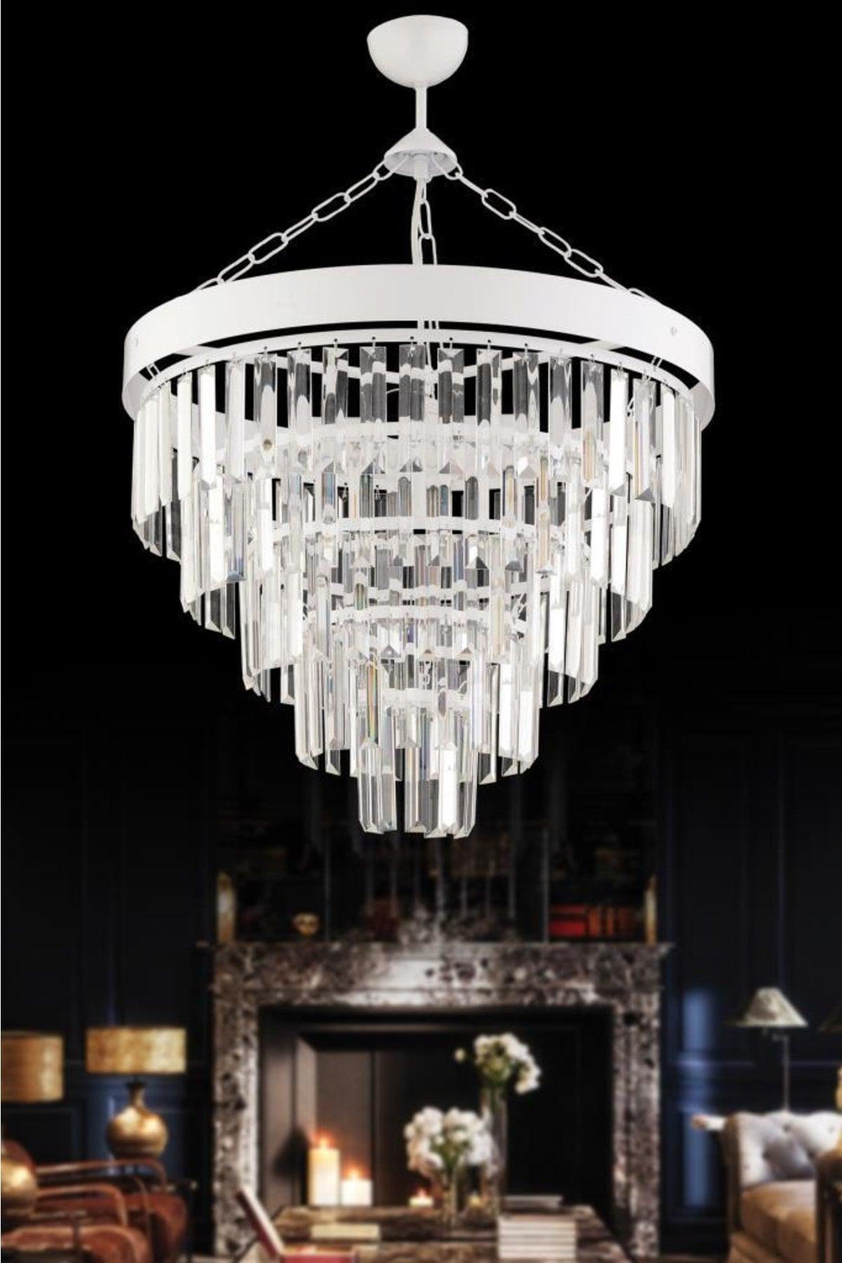 Linda 50 Pcs White Crystal Stone Chandelier - Swordslife