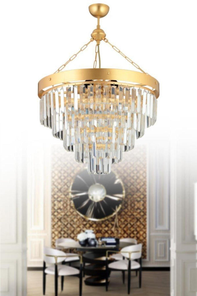 Linda 50' Gold Luxury Crystal Stone Chandelier - Swordslife