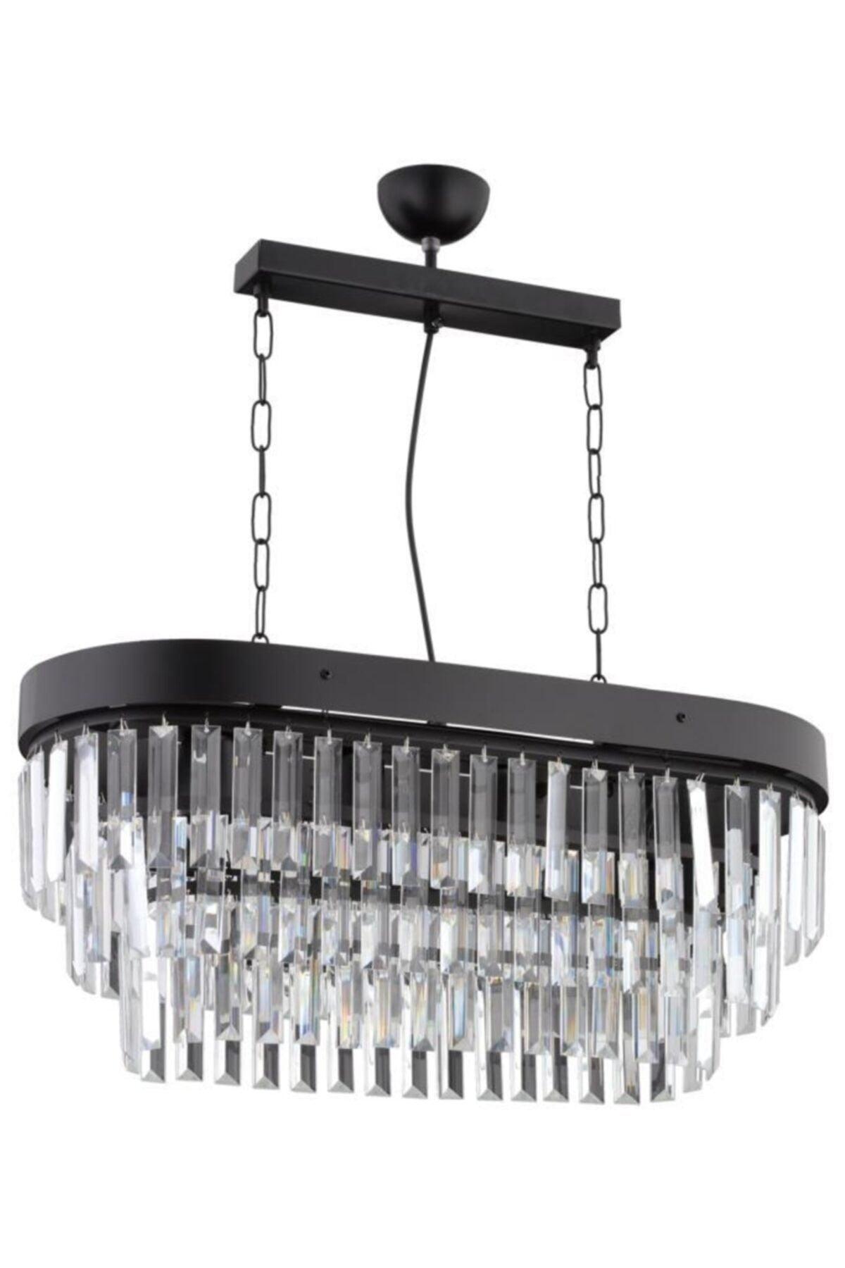 Linda Dining Table Black Crystal Stone Chandelier - Swordslife