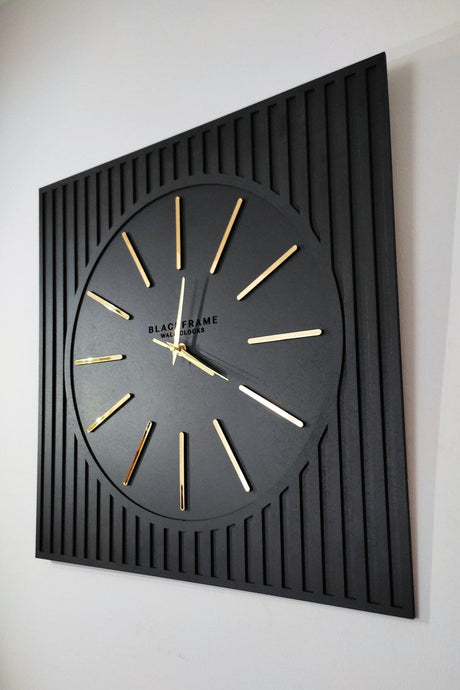 - Lines Effects Series Special Design Wall Clock - Black & Gold - 50x50cm - Swordslife