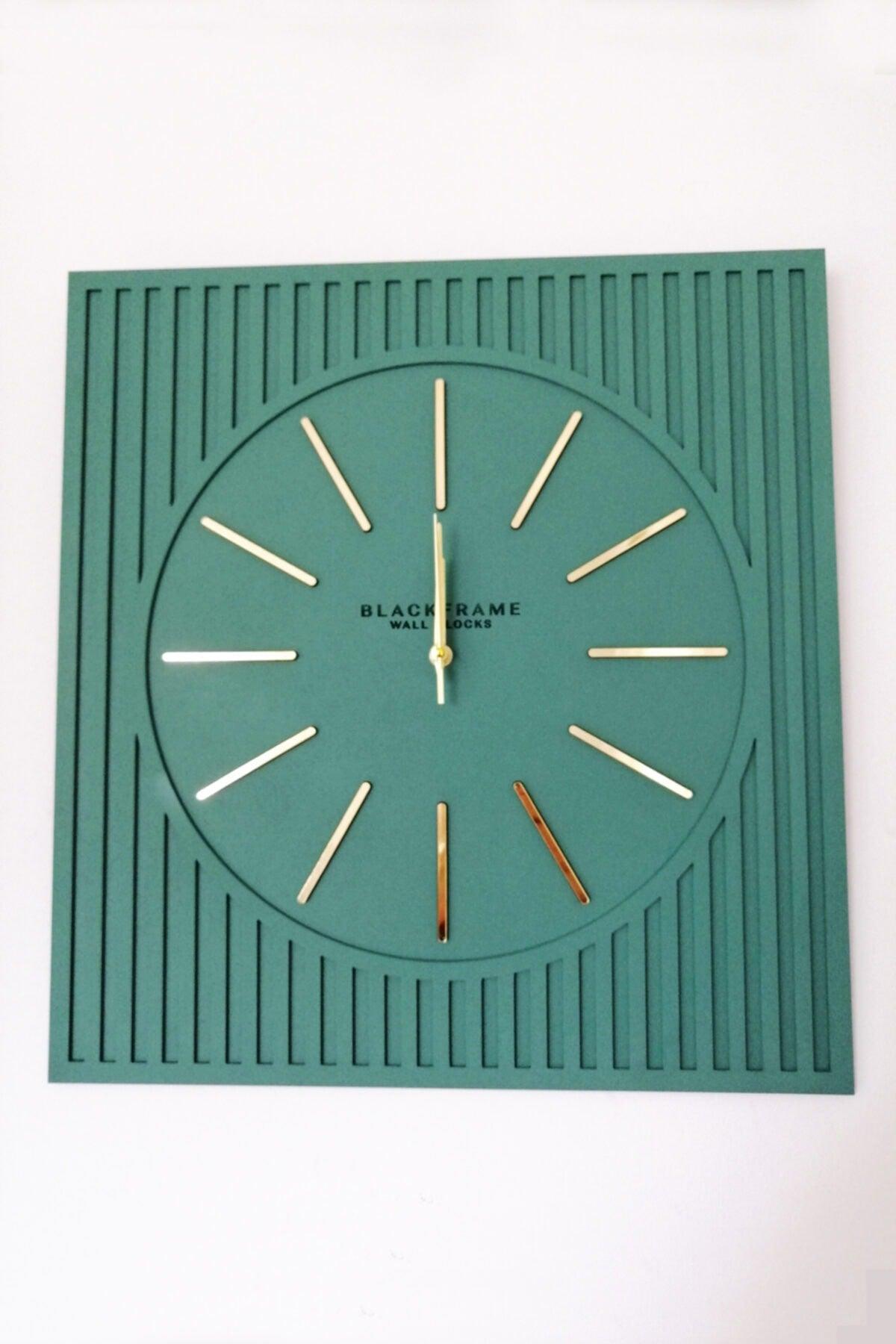 Lines Effects Series Special Design Wall Clock - Emerald & Gold - 50x50cm - Swordslife