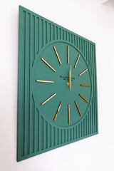 Lines Effects Series Special Design Wall Clock - Emerald & Gold - 50x50cm - Swordslife