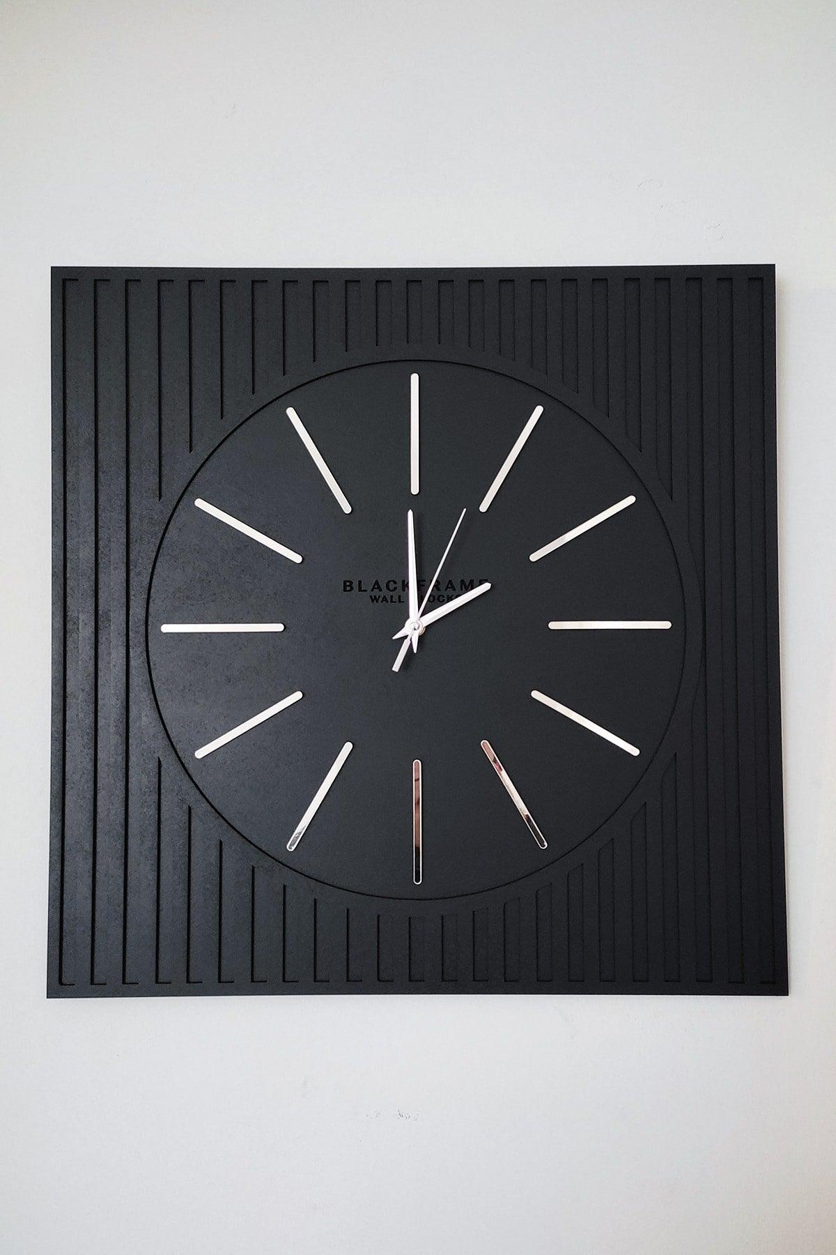 - Lines Effects Series Special Design Wall Clock - Black & Silver - 50x50cm - Swordslife