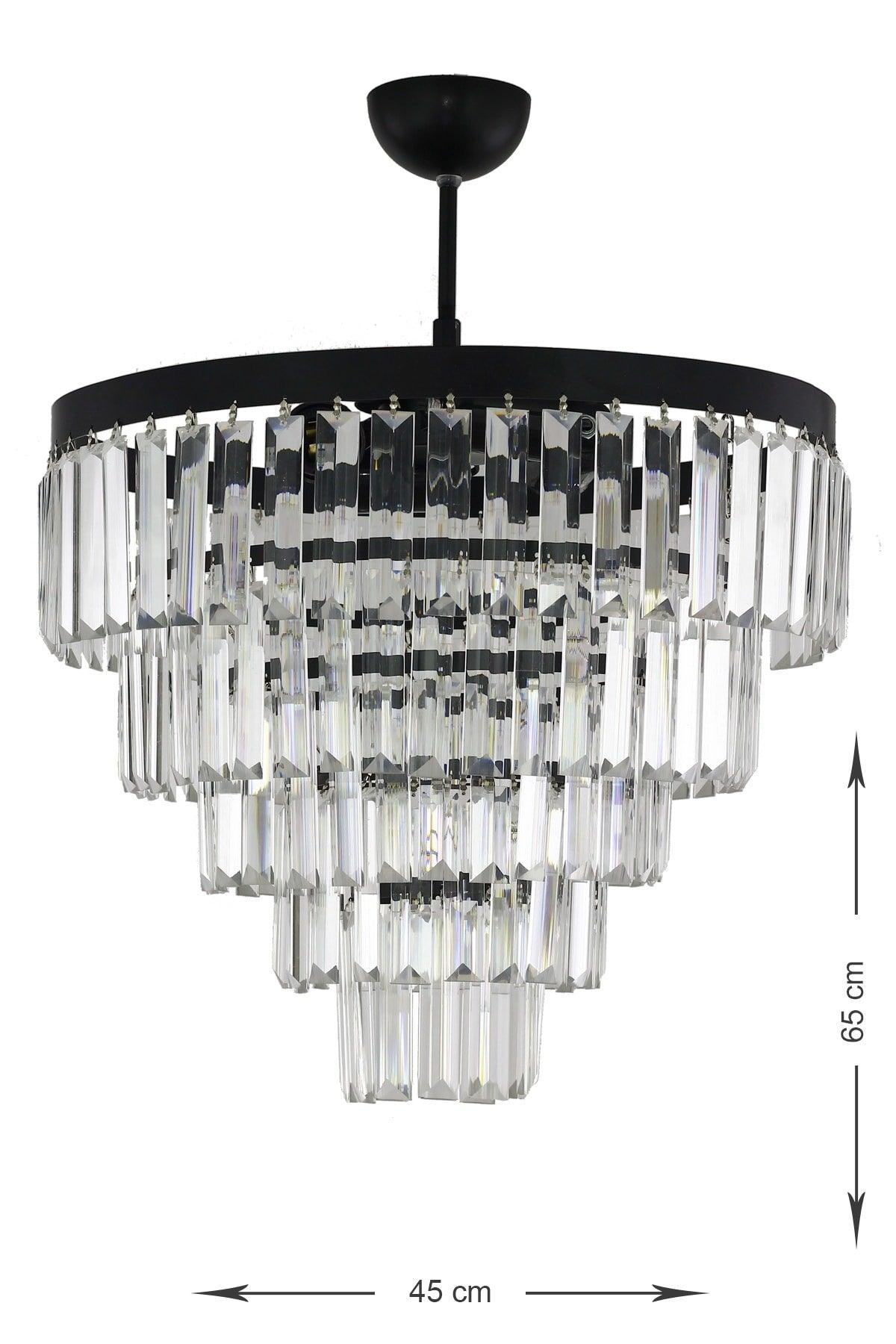 Linsa 45 Cm Crystal Glass Stone Luxury Chandelier - (matt Black) - Swordslife