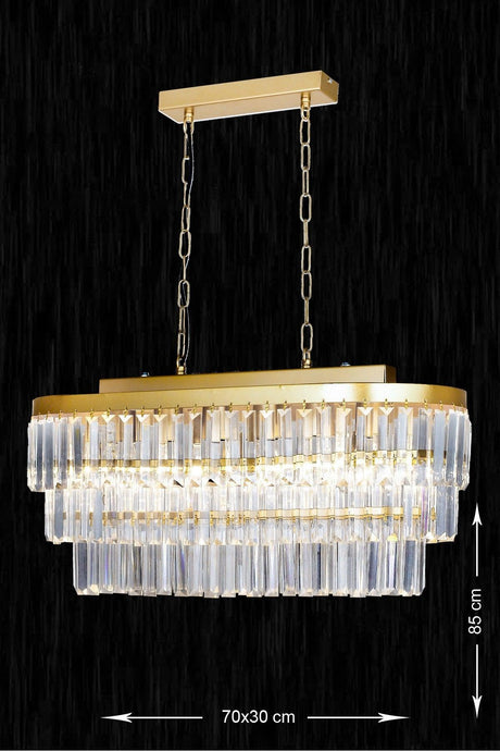 Linsa 70x30 Cm Crystal Glass Stone Dining Table Top Luxury Chandelier - (Yellow Gilding) - Swordslife