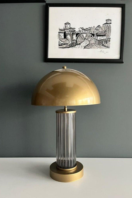 Lionetta Tumbled Matte Gold Metal-glass Lampshade, Table Lamp - Swordslife