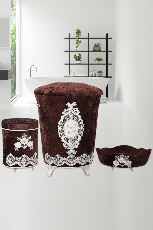 Lisa Coffee 3 Piece Velvet Bathroom Dirty Laundry