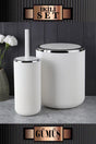 Lisbone Set of 2 Toilet Brushes And 6,5lt Trash Can White Bronze Fma047580 - Swordslife