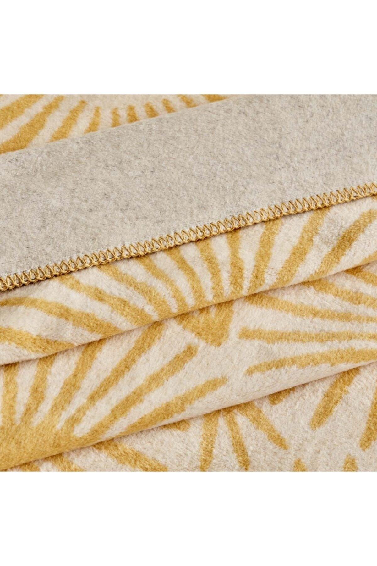 Liya Cotton Double Blanket Mustard (180x220 Cm) - Swordslife