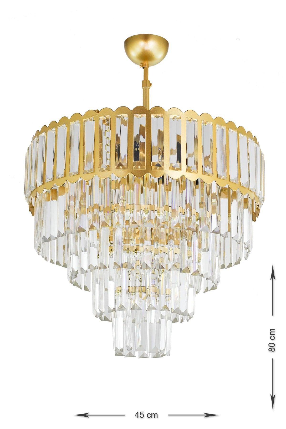 Lora 45 Cm Crystal Glass Stone Luxury Chandelier - (Yellow Gilding) - Swordslife