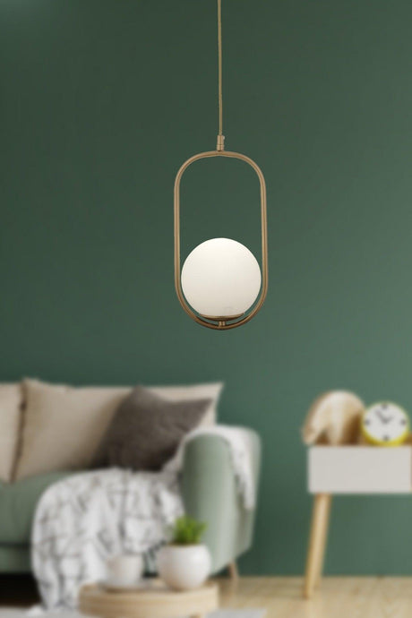 Lorin Single Tumbled Pendant Lamp Modern with White Glass