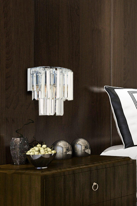 Nilüfer Chrome Crystal Stone Wall Lamp for Bedroom-Bedhead-Living Room Sconce - Swordslife