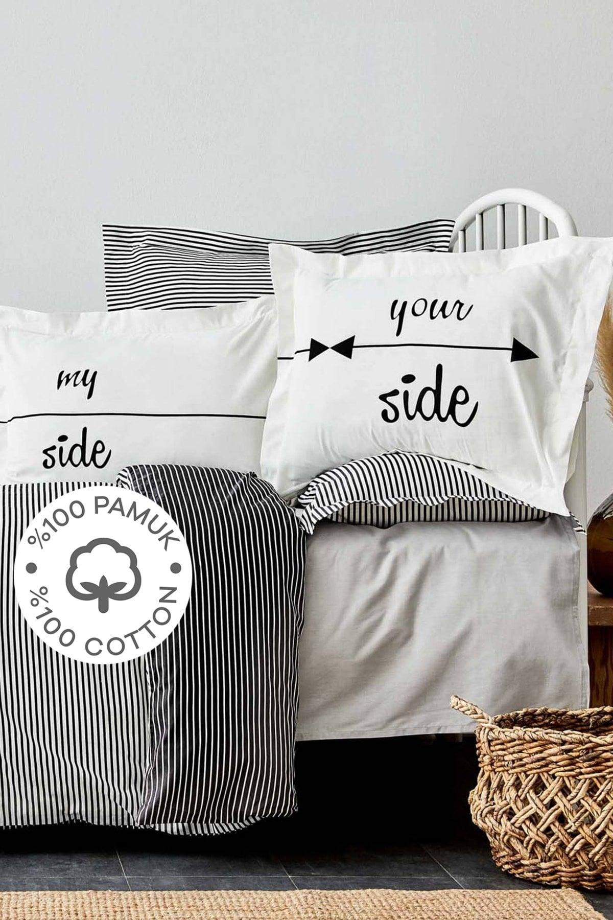 Love Double Black 100% Cotton Duvet Cover Set - Swordslife