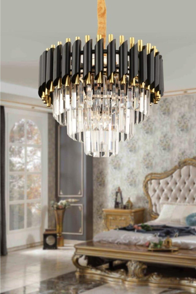 Luna 40' Black-gold Luxury Crystal Stone Chandelier - Swordslife