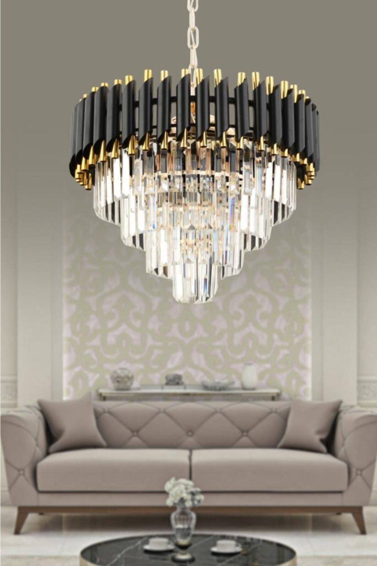 Luna 50's Black-gold Luxury Crystal Stone Chandelier - Swordslife