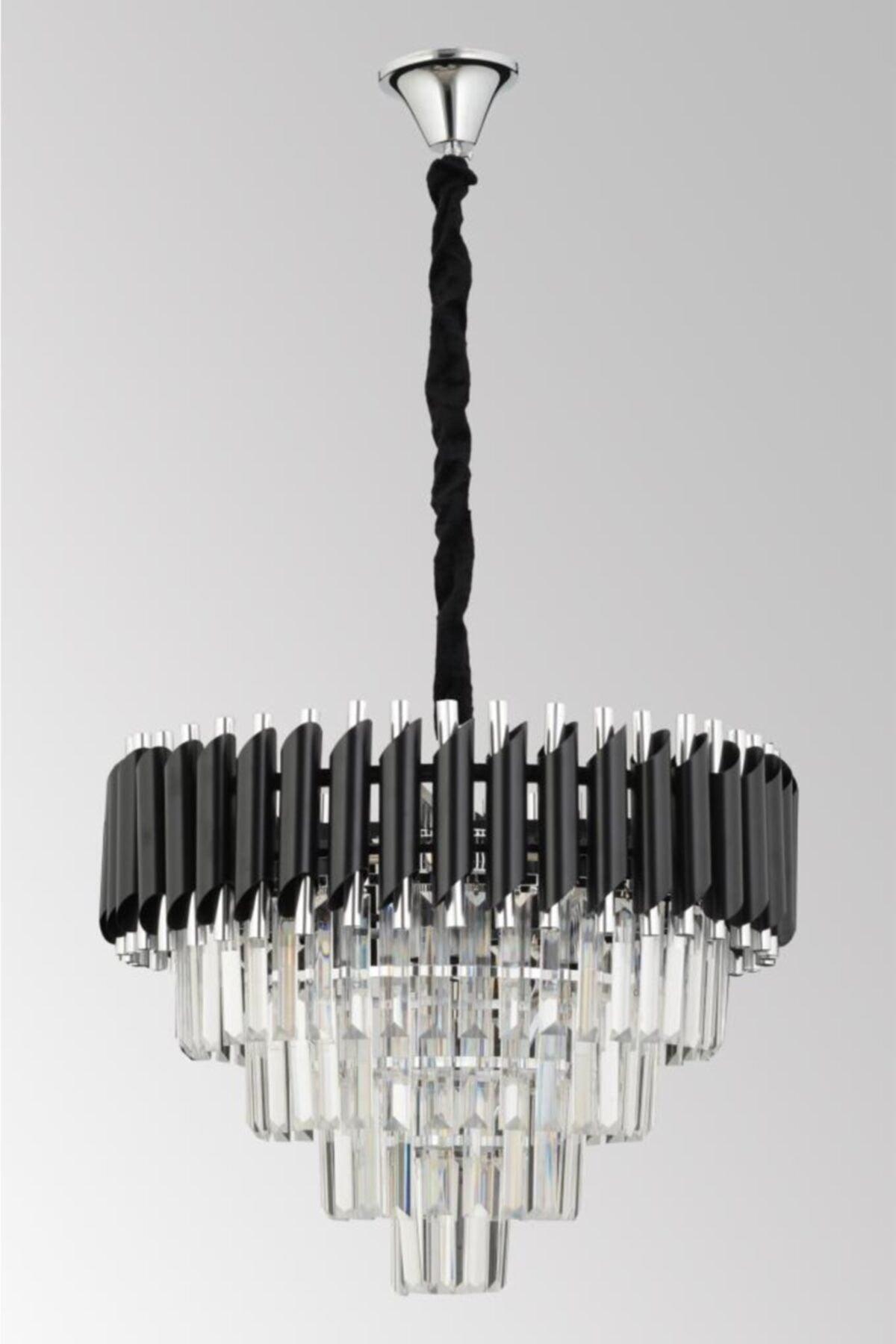 Luna 50's Black-silver Luxury Crystal Stone Chandelier - Swordslife