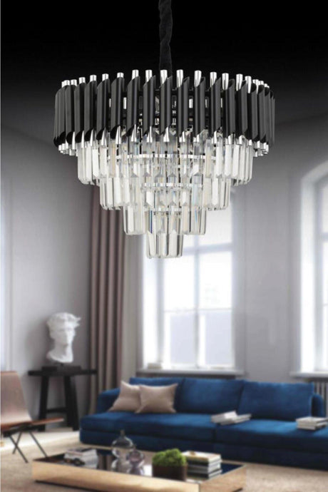 Luna 50's Black-silver Luxury Crystal Stone Chandelier - Swordslife