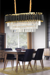 Luna Black-gold 3-Storey Luxury Crystal Dining Table Chandelier - Swordslife