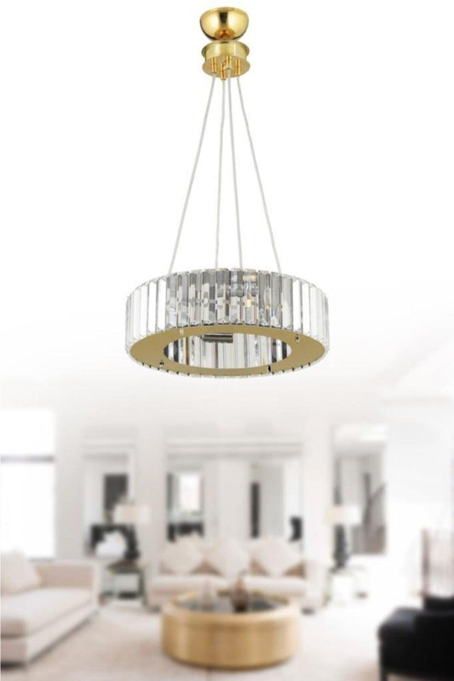 Luxury Diamond 37 Cm Gold Luxury Crystal Stone Chandelier - Swordslife