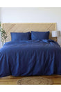 Luxury Hotel Type Double Lined Cotton Satin Elastic Bed Linen Duvet Cover Set 160x200 Indigo - Swordslife