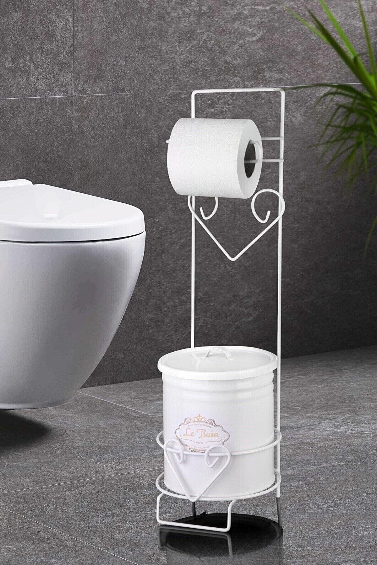 Lux Bathroom Wc Paper Holder With Trash Can White -