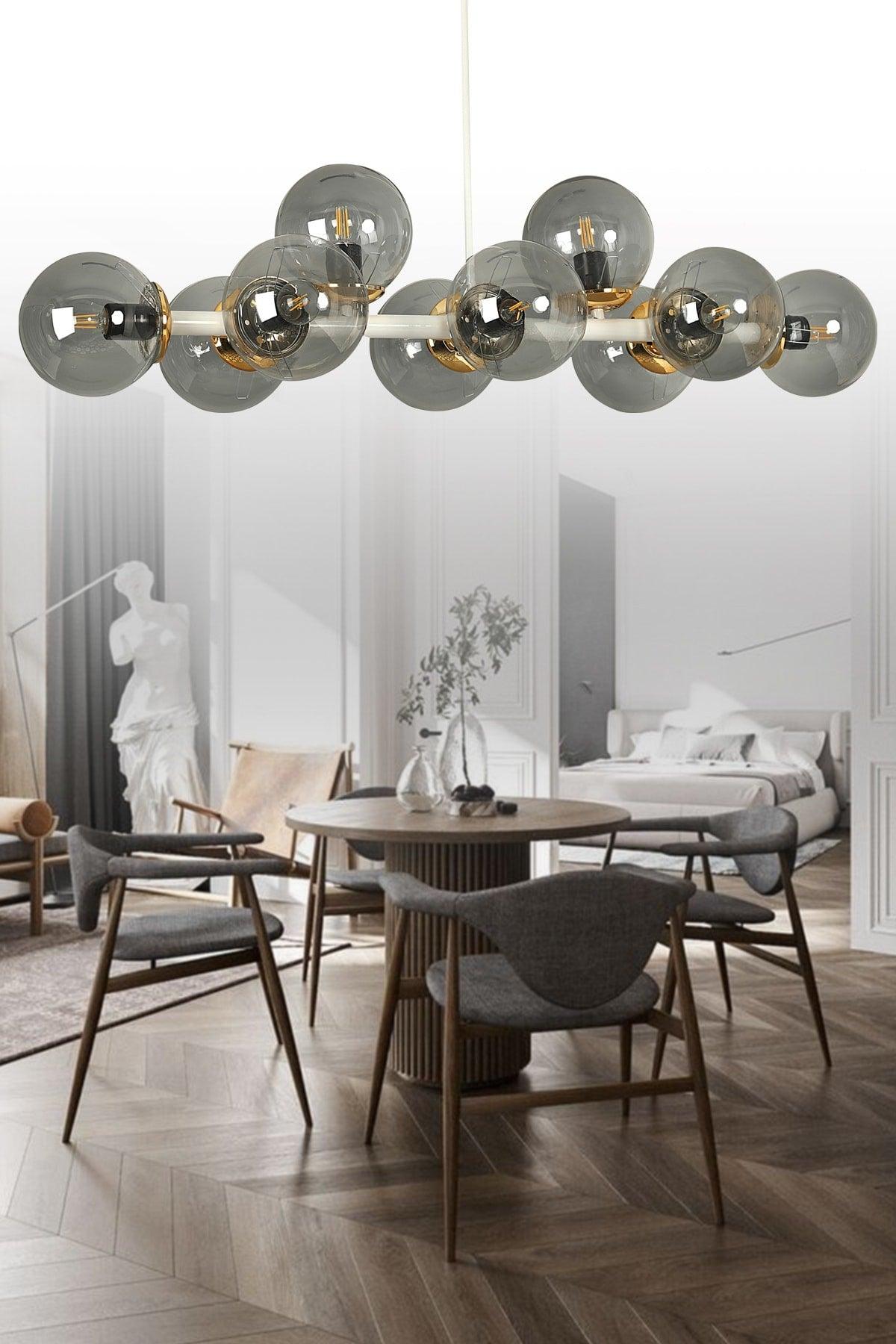 Luxury Modern Design White 10 Smoked Globe Glass Chandelier - Swordslife