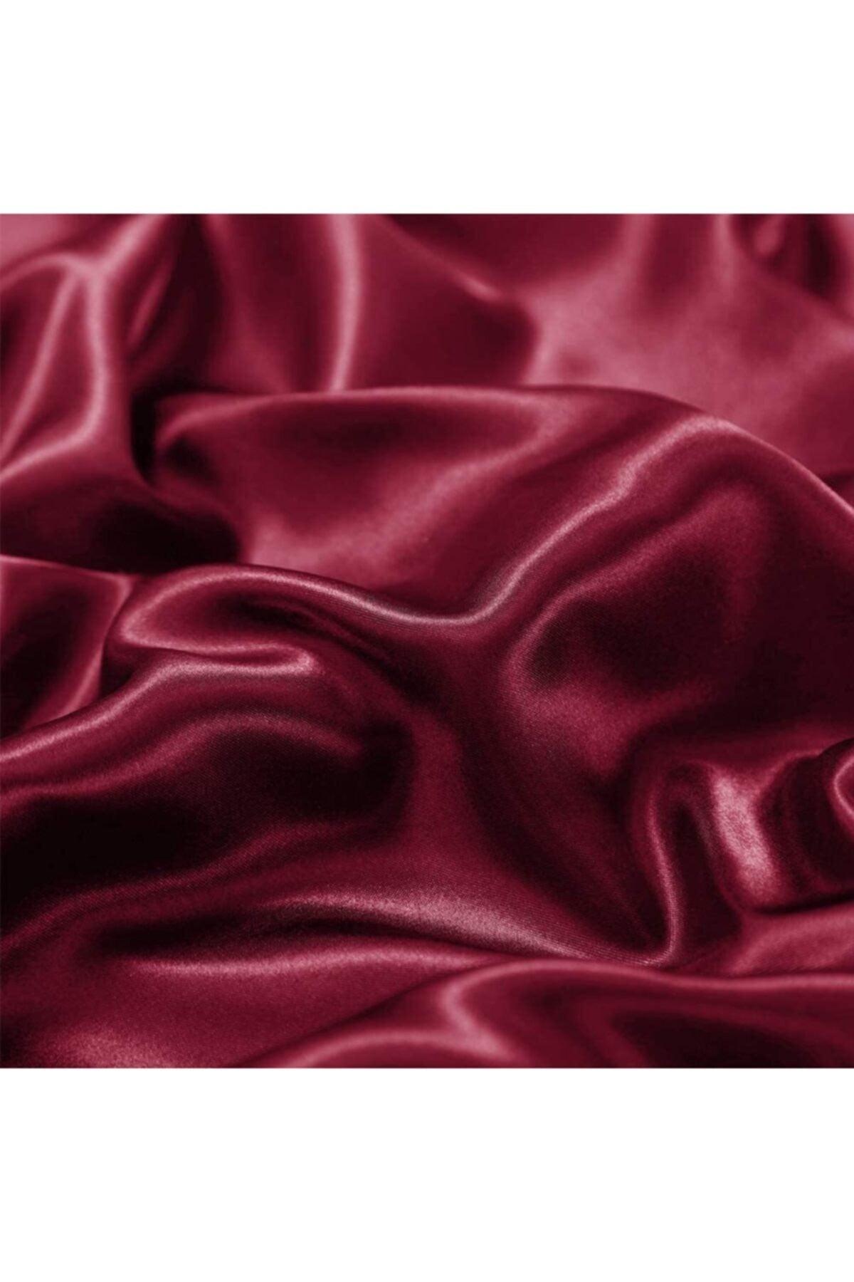 Luxury Satin 4 Pieces Double Duvet Cover Set 200x220 Cm Elastic Bed Sheet Claret Red Color - Swordslife