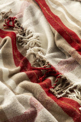 Mackenzie Silvery Cotton Double Blanket 200x220 cm Beige – Red - Swordslife