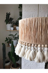 Macrame And Wooden Bead Detailed Chandelier - Swordslife