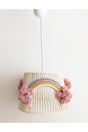 Macrame Rope Wrap Rainbow Appliqué Pink Handmade Pompom Baby Girl And Kids Room Chandelier (28) - Swordslife