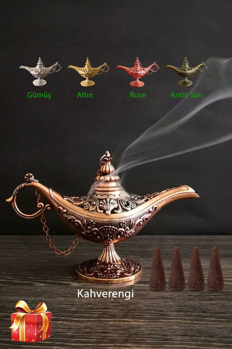 Magic Lamp Alaattin Copper Steamer Incense Holder - Swordslife