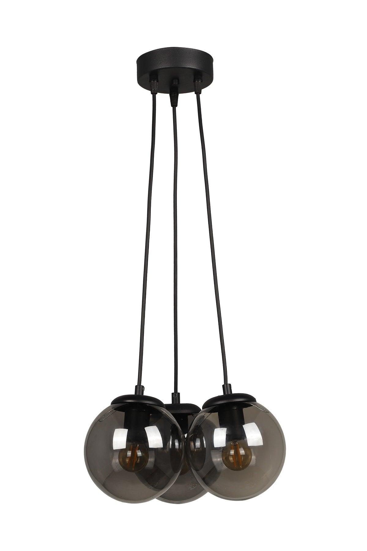 Malta 3rd Chandelier Black Smoked Glass - Swordslife