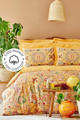 Manas Mustard 100% Cotton Double Duvet Cover Set - Swordslife