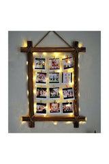 Wooden Lighted Picture Frame Drawstring Photo Hanger With Latch - Swordslife