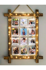 Wooden Lighted Picture Frame Drawstring Photo Hanger With Latch - Swordslife