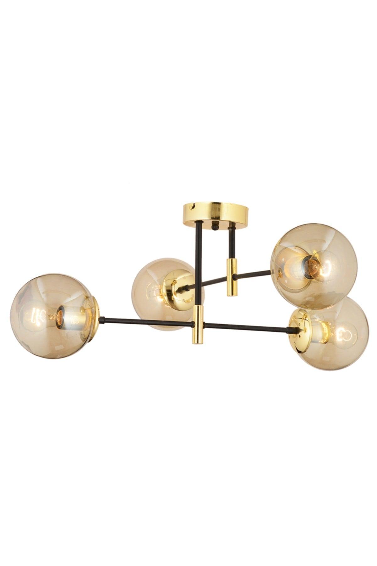 Maral 4Lü Schwarz Gold Honigglas Modern Korridor Küchensalon Retro Home - Swordslife