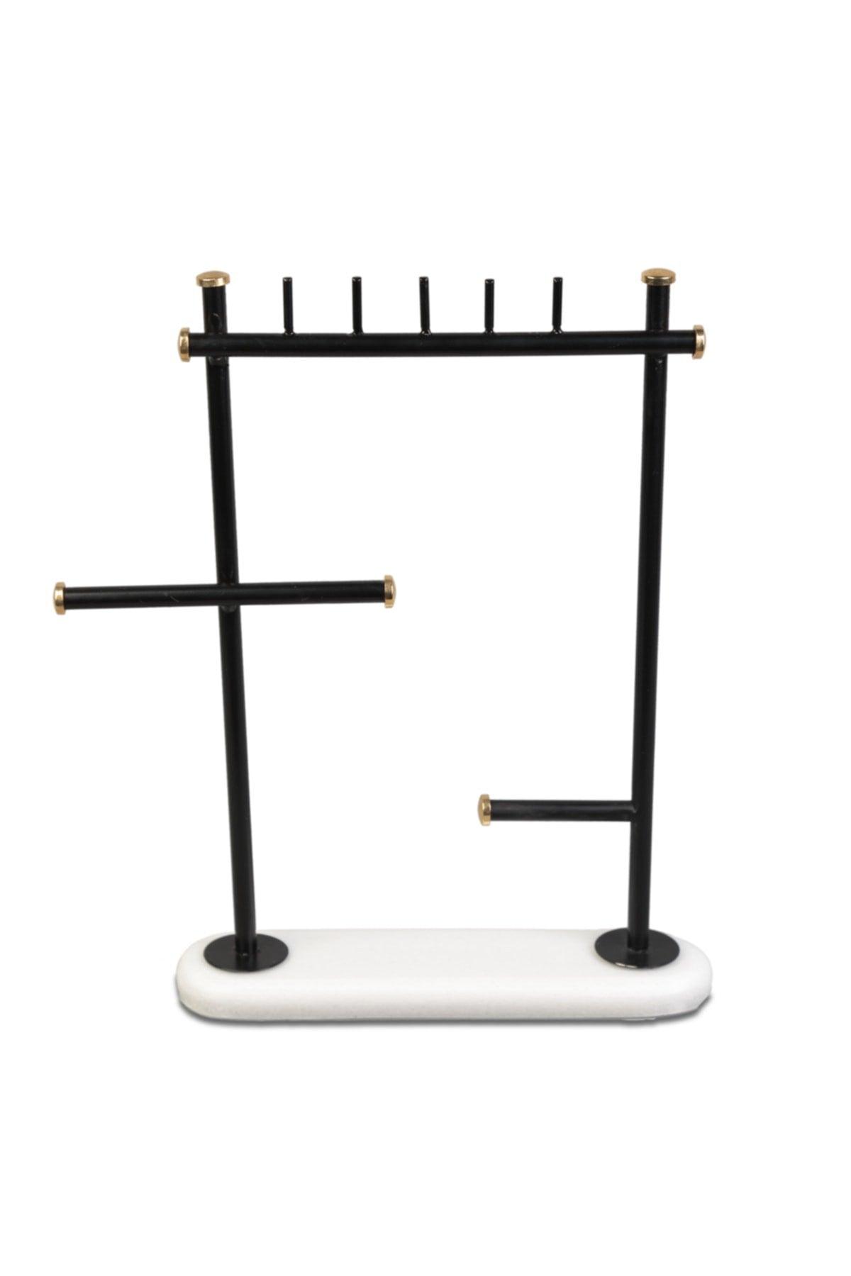 Black Metal Jewelry Stand with Marble Leg – Jewelry Organizer - Swordslife