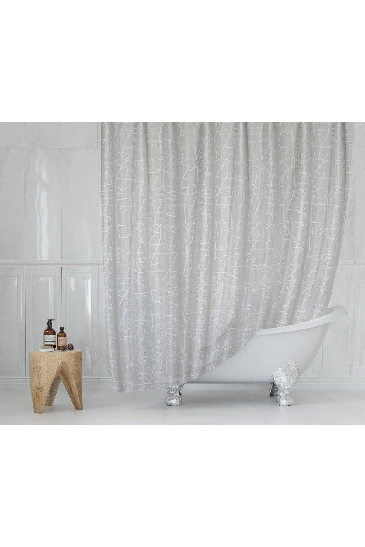 Marble Pattern Bathroom Curtain, Single Wing Shower Curtain-white Shower Curtain 12 Pieces C Ring Gift Curtain - Swordslife