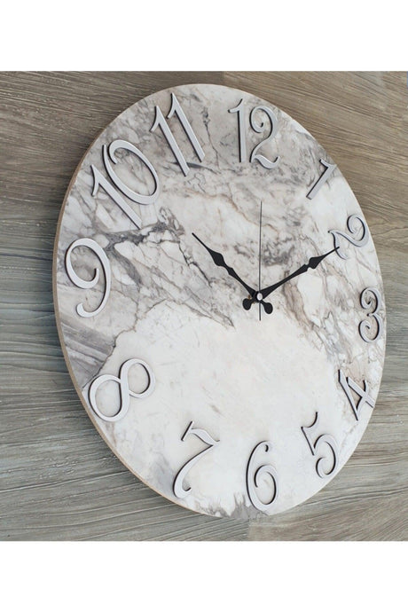 Marble Patterned Mirror Number Wall Clock Diameter 50 Cm - Swordslife