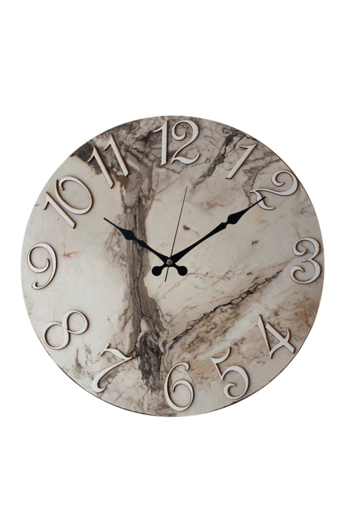 Marble Pattern Wall Clock Diameter 80cm White - Swordslife