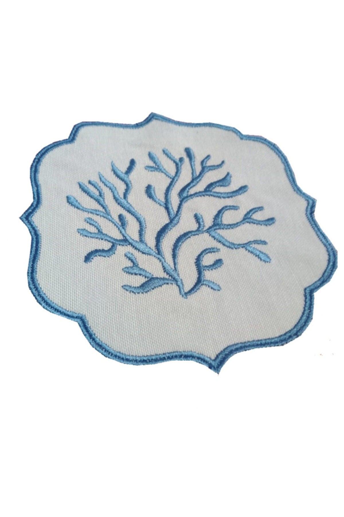 Marine Coral Blue Embroidered Presentation Napkin 1 Piece - Swordslife