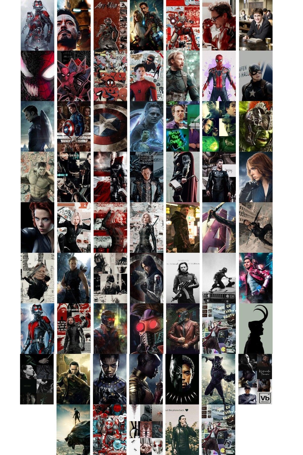 Marvel Wall Poster Collage Set- Avengers Movie Scenes - 60 Pieces - Adhesive Back - Boxed Set - Swordslife