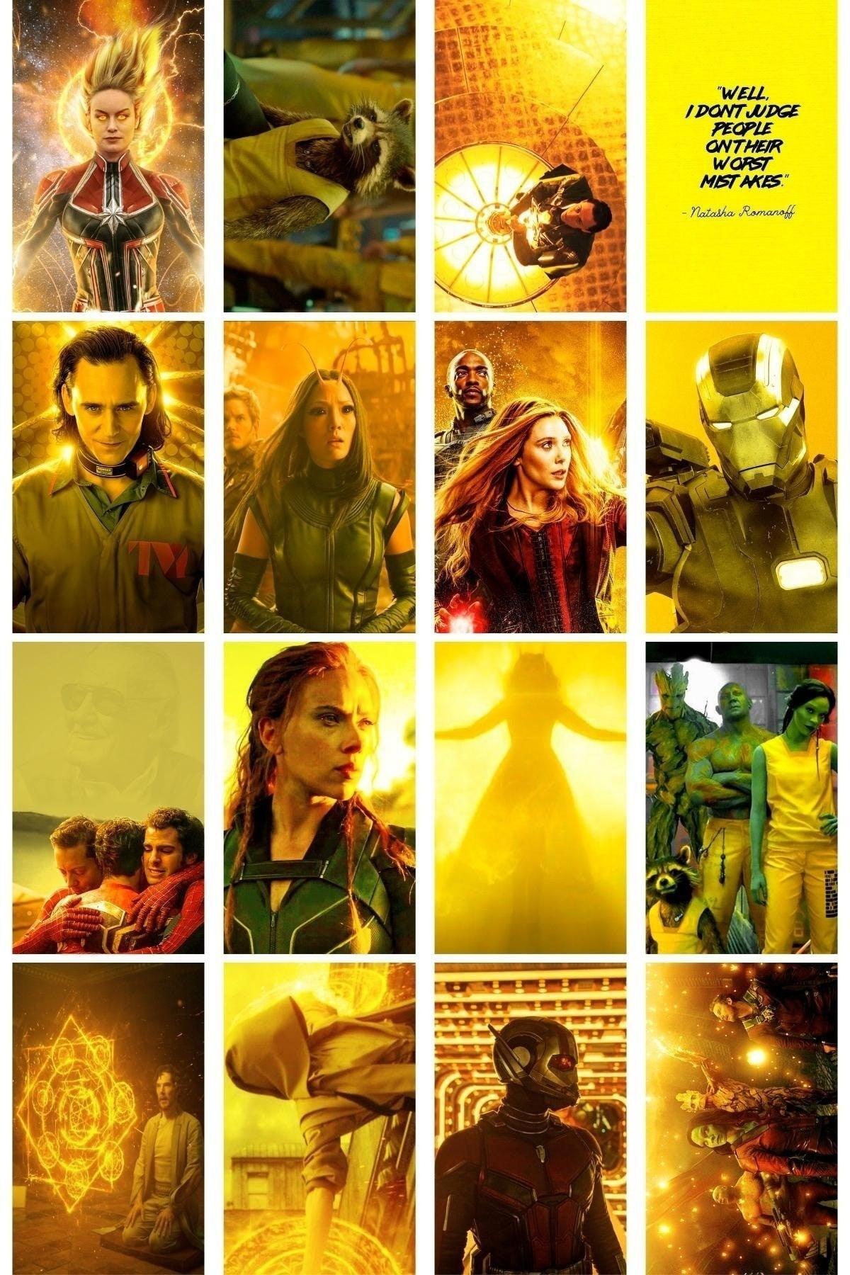 Marvel Wall Poster Collage Set, Yellow Themed Avengers Poster, 40 Pieces, Adhesive Back, Boxed - Swordslife