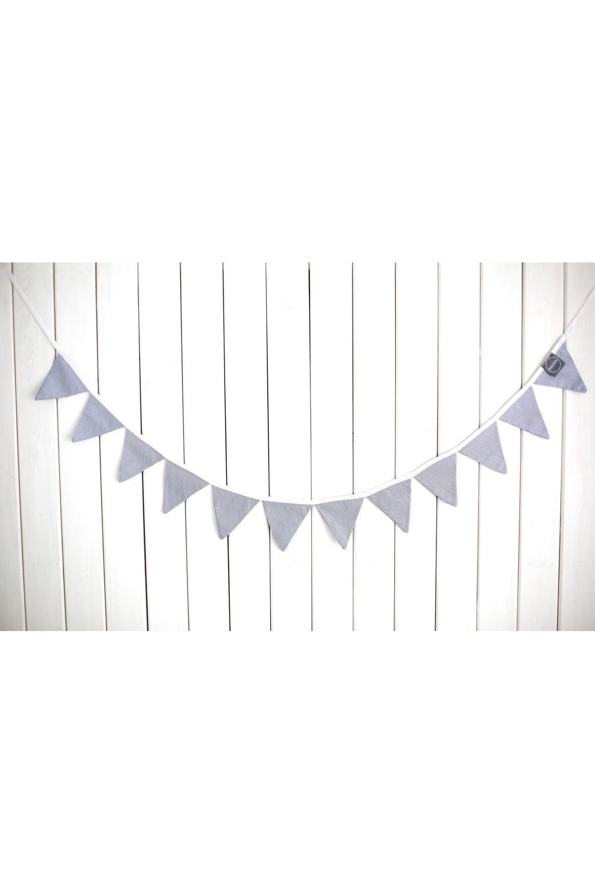 Blue White Striped Fabric Banner Pennant Baby Room Accessory - Swordslife